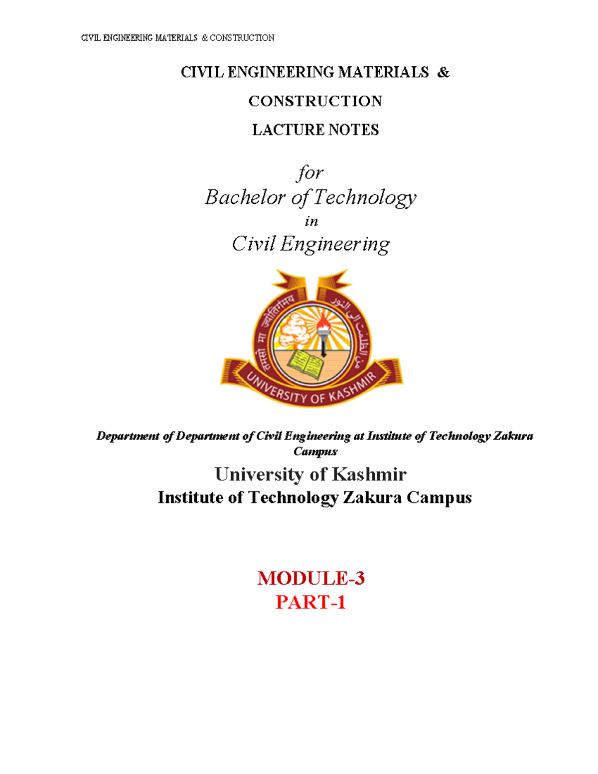 Civil Engineering Materials And Construction Module 3 Part 1 - CIVIL ...