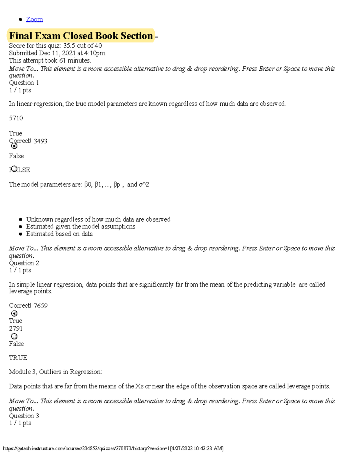 6414 Final Exam Closed Book Section Part 1 Zoom Final Exam Closed