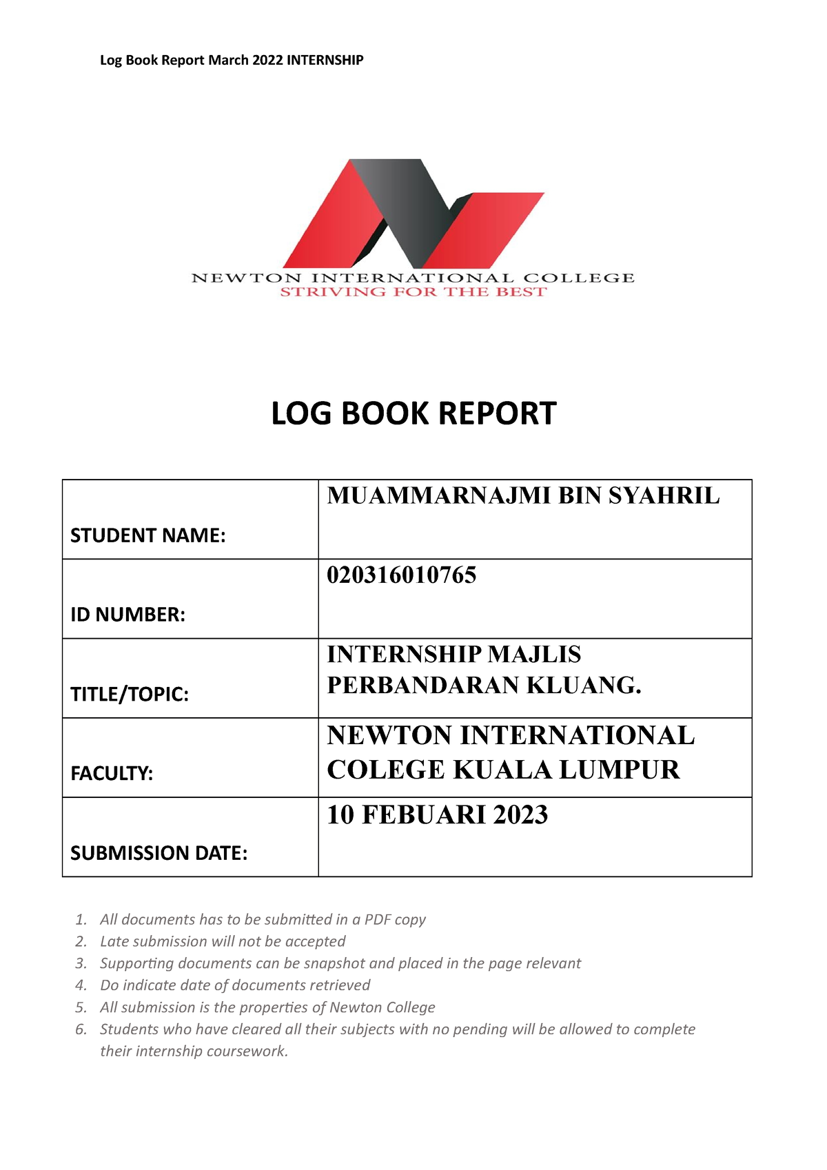 log book report meaning