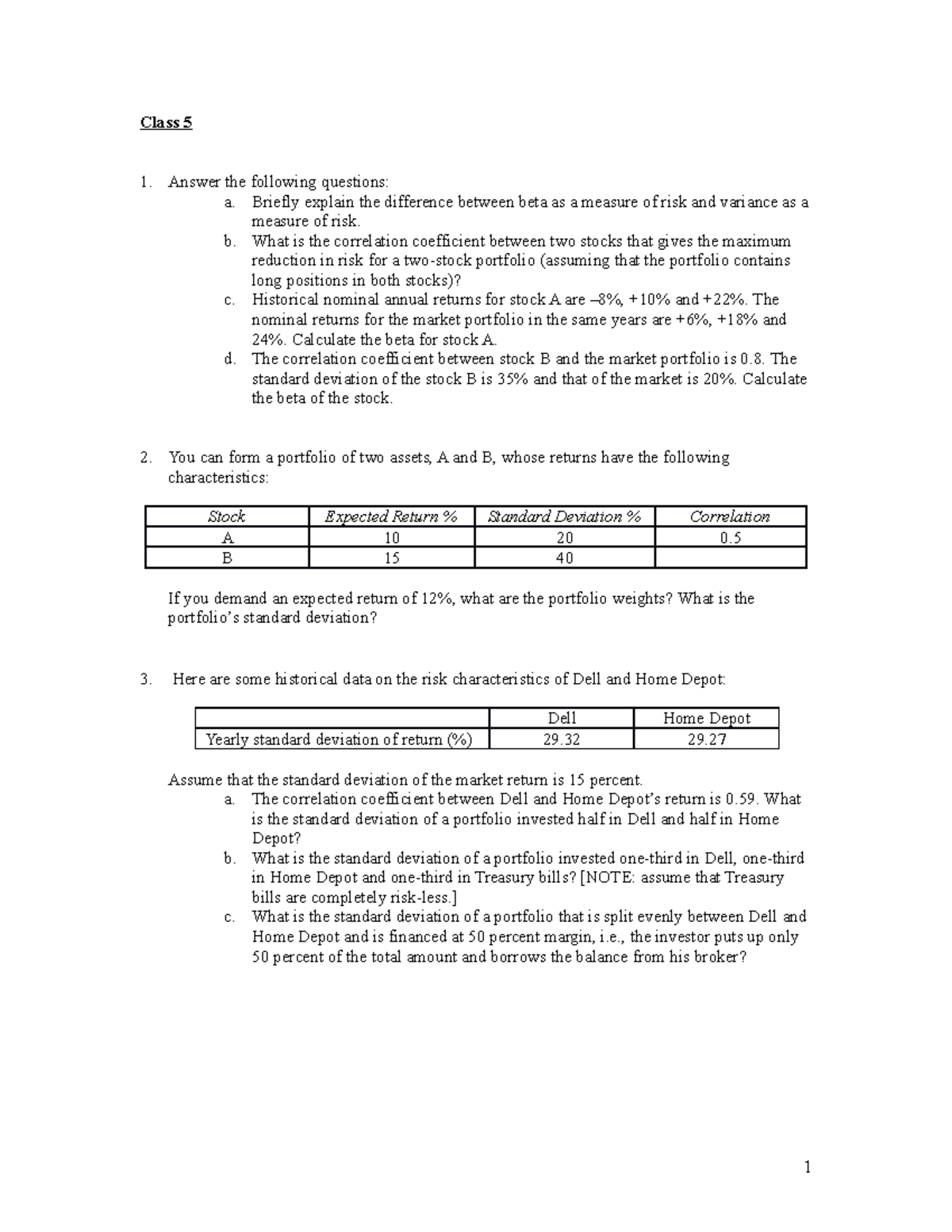 FM213 Problem Set 5 - Class 5 Answer the following questions: a ...