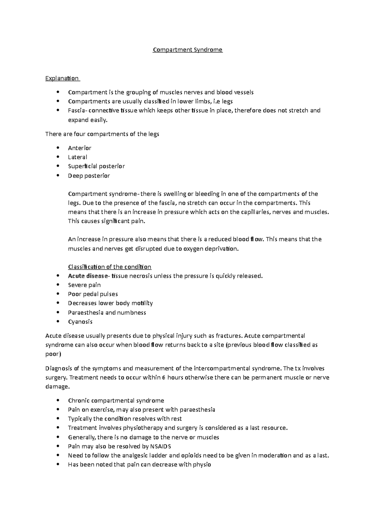 Compartmental syndrome Compartment Syndrome Explanation Compartment