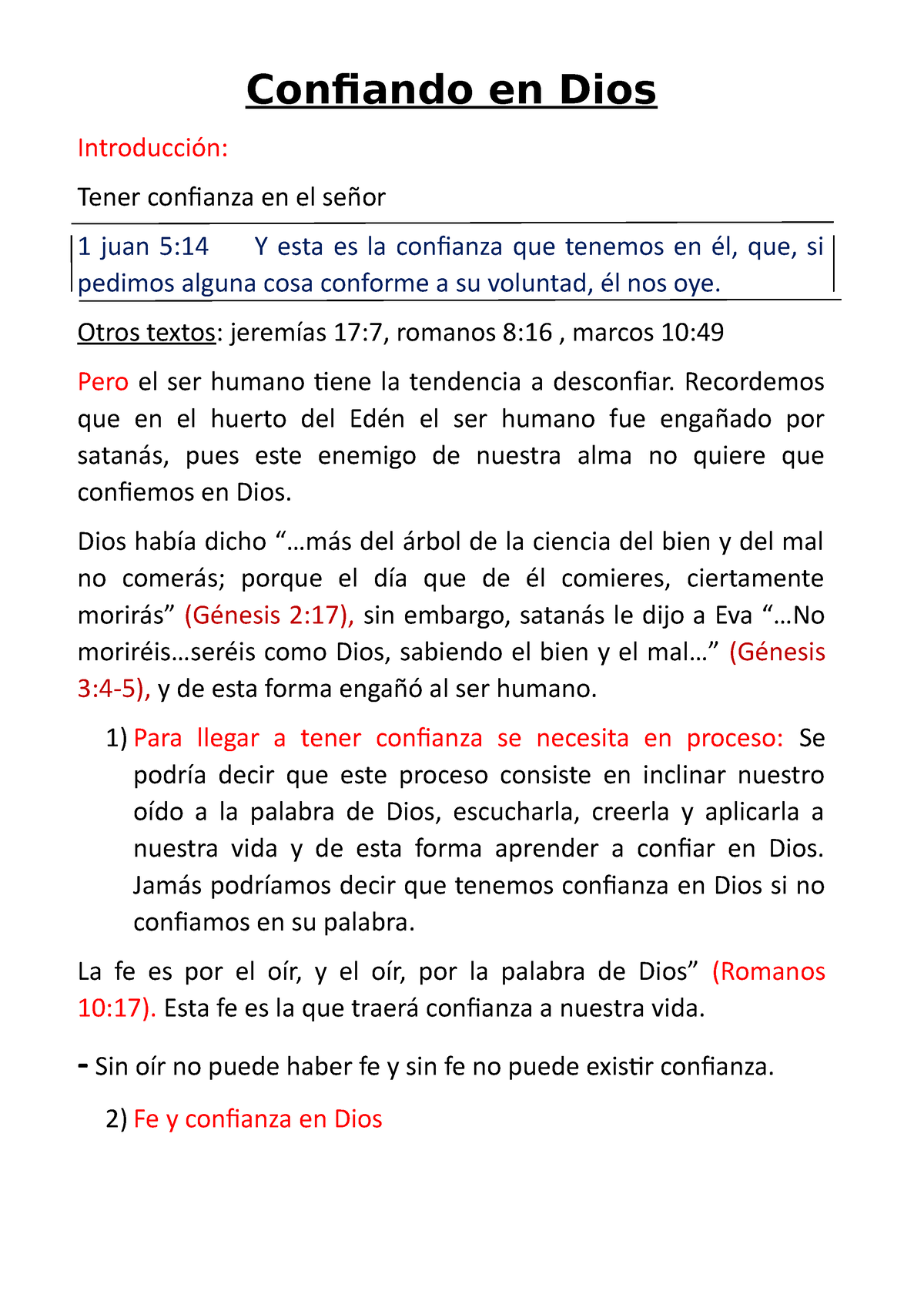 Predica Confiando En Dios - Confiando En Dios Introducción: Tener ...