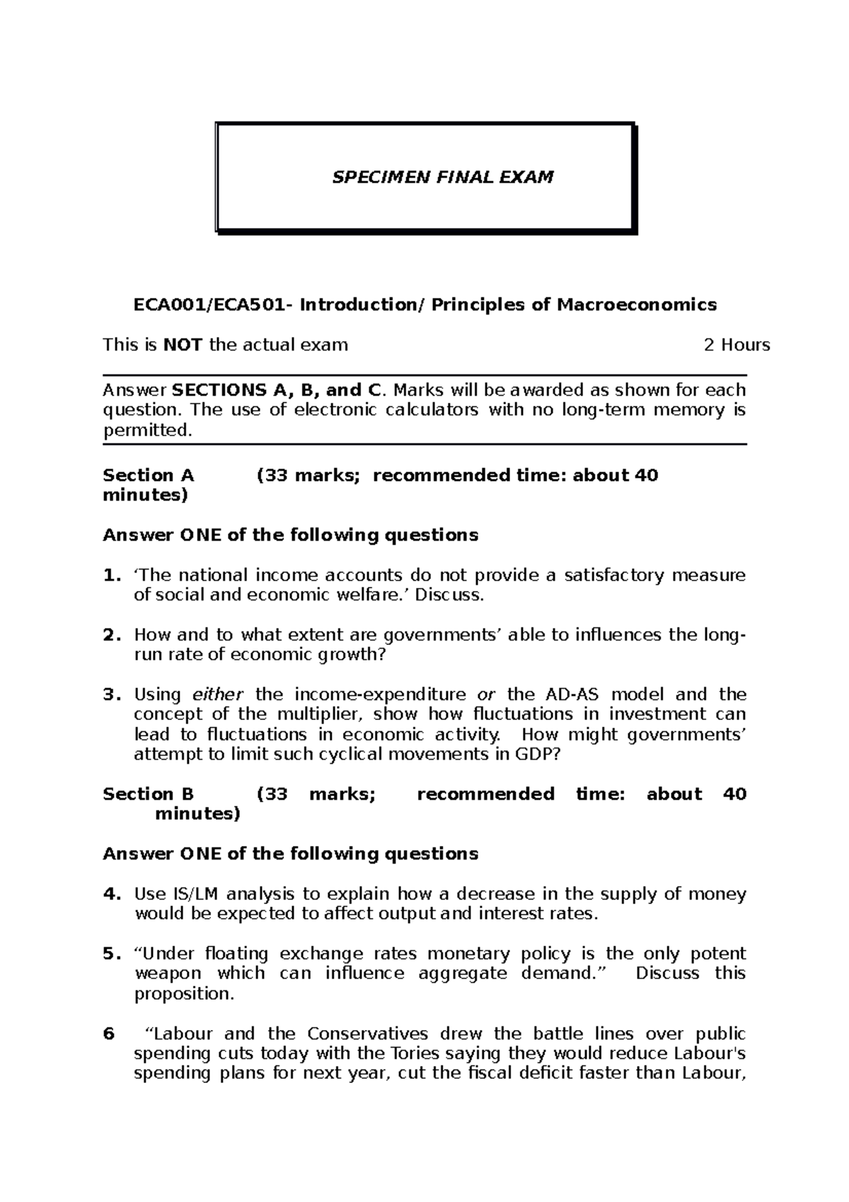 specimen-exam-paper-questions-specimen-final-exam-eca001-eca501