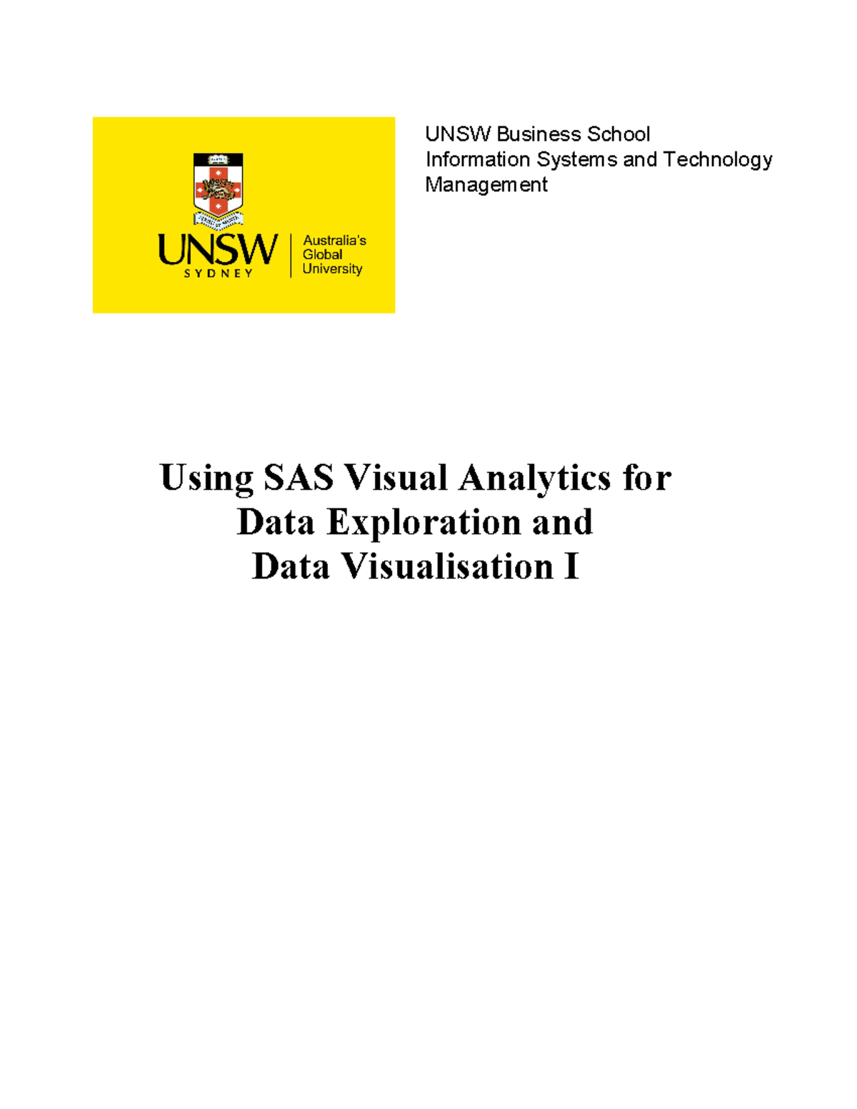 SAS VA - Data Explorer Workbook 1 Tutorial - UNSW Business School ...