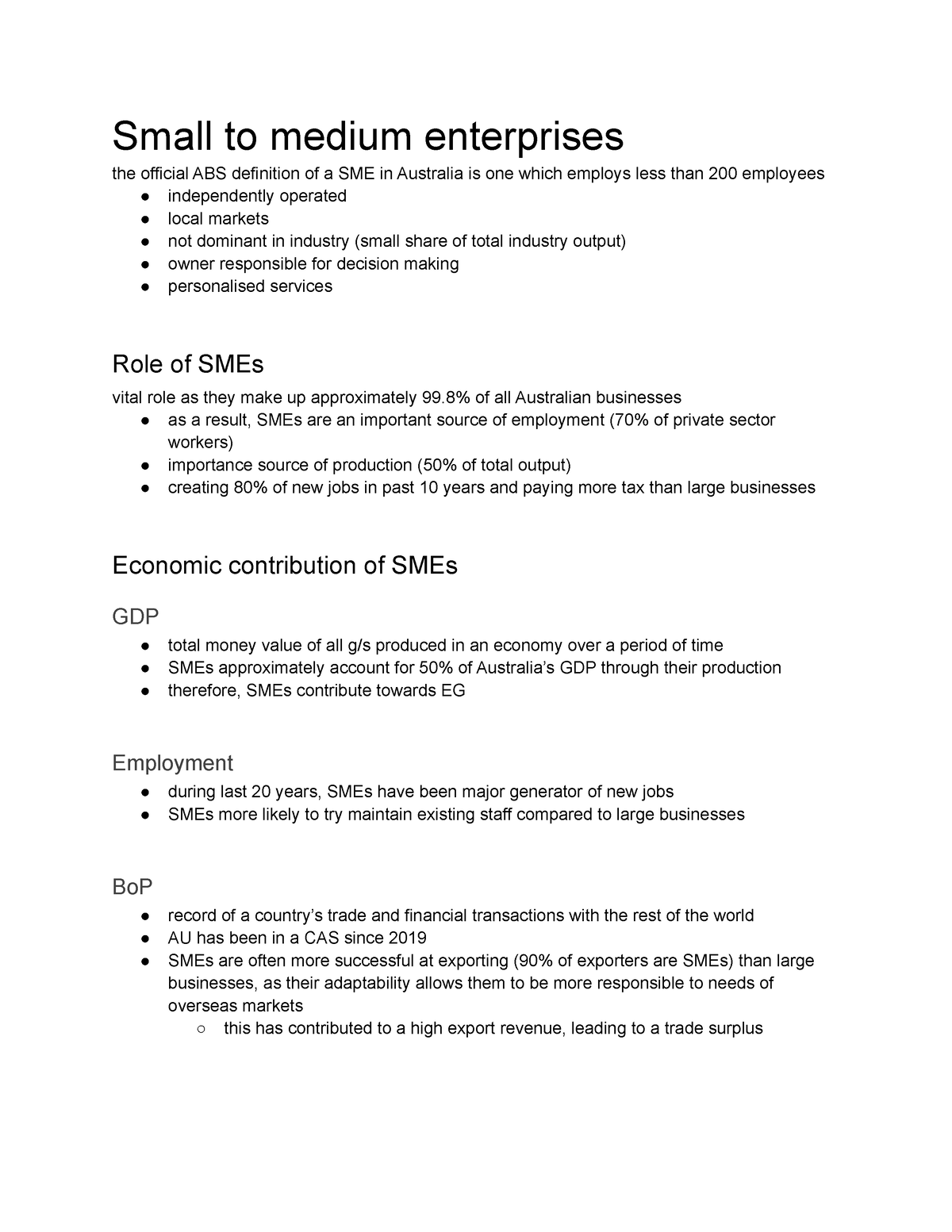 Topic 3 Business planning Small to medium enterprises the official ABS definition of a SME