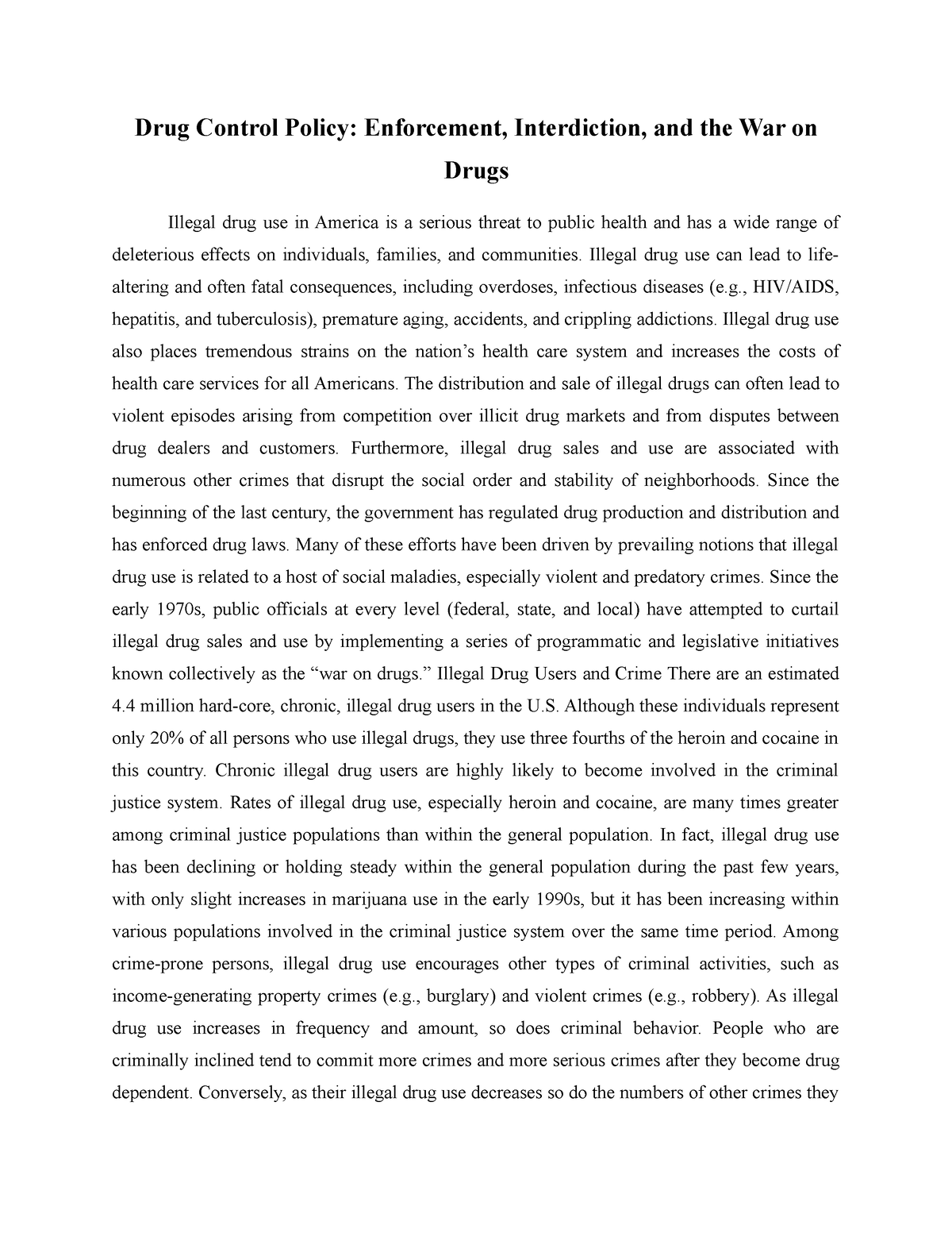 research paper on drug control