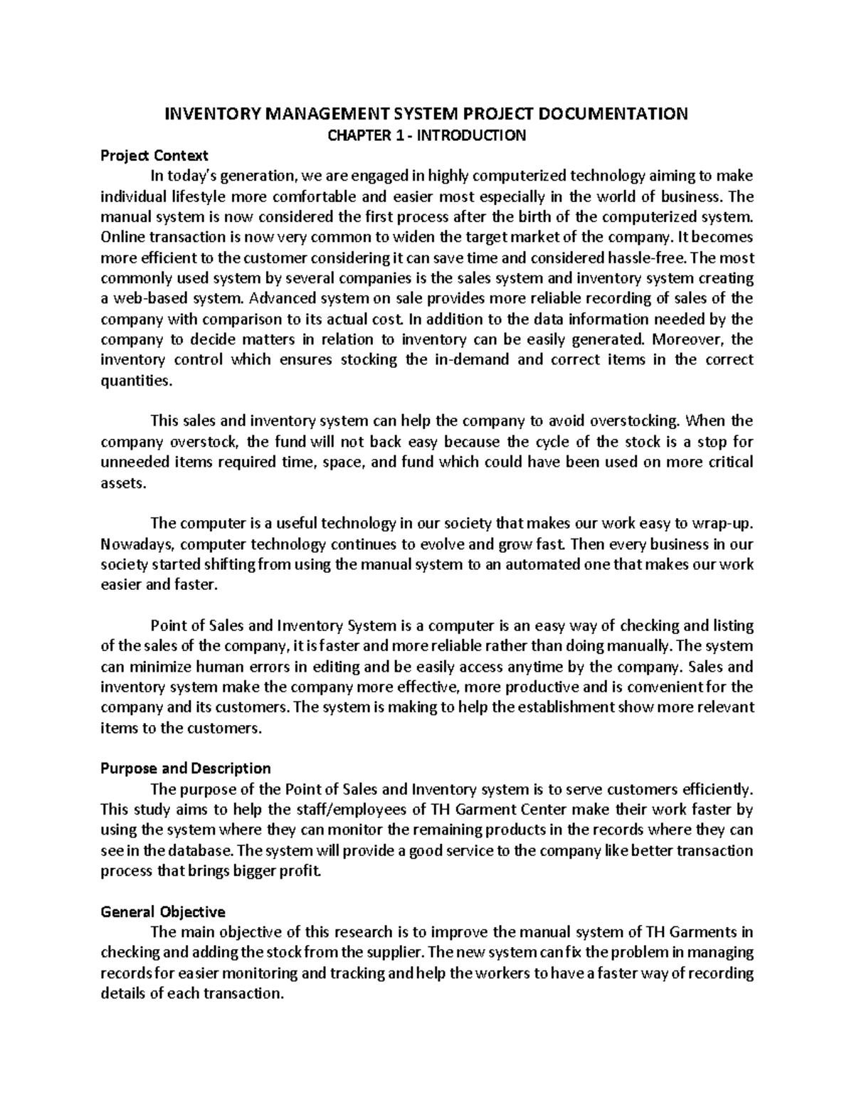 Inventory Management System Project Documentation - INVENTORY ...