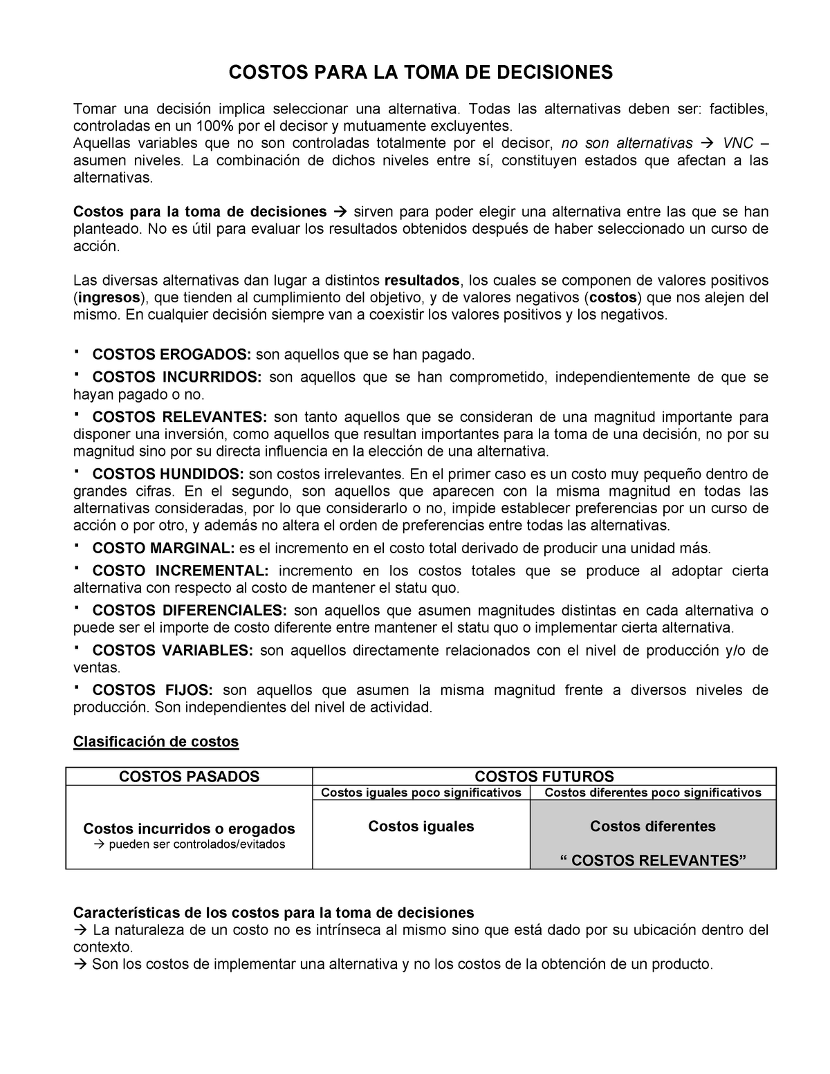 Decision Costos Para La Toma De Decisiones - COSTOS PARA LA TOMA DE ...