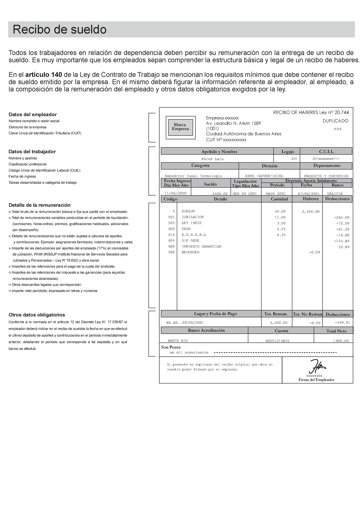 Recibo De Sueldo Comercial Todos Los Trabajadores En Relación De Dependencia Deben Percibir Su 6934