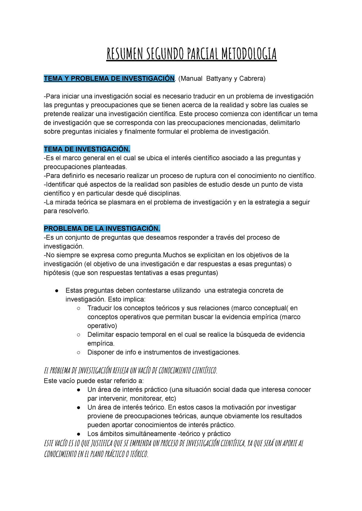 Resumen Metodologia Resumen Segundo Parcial Metodologia Tema Y