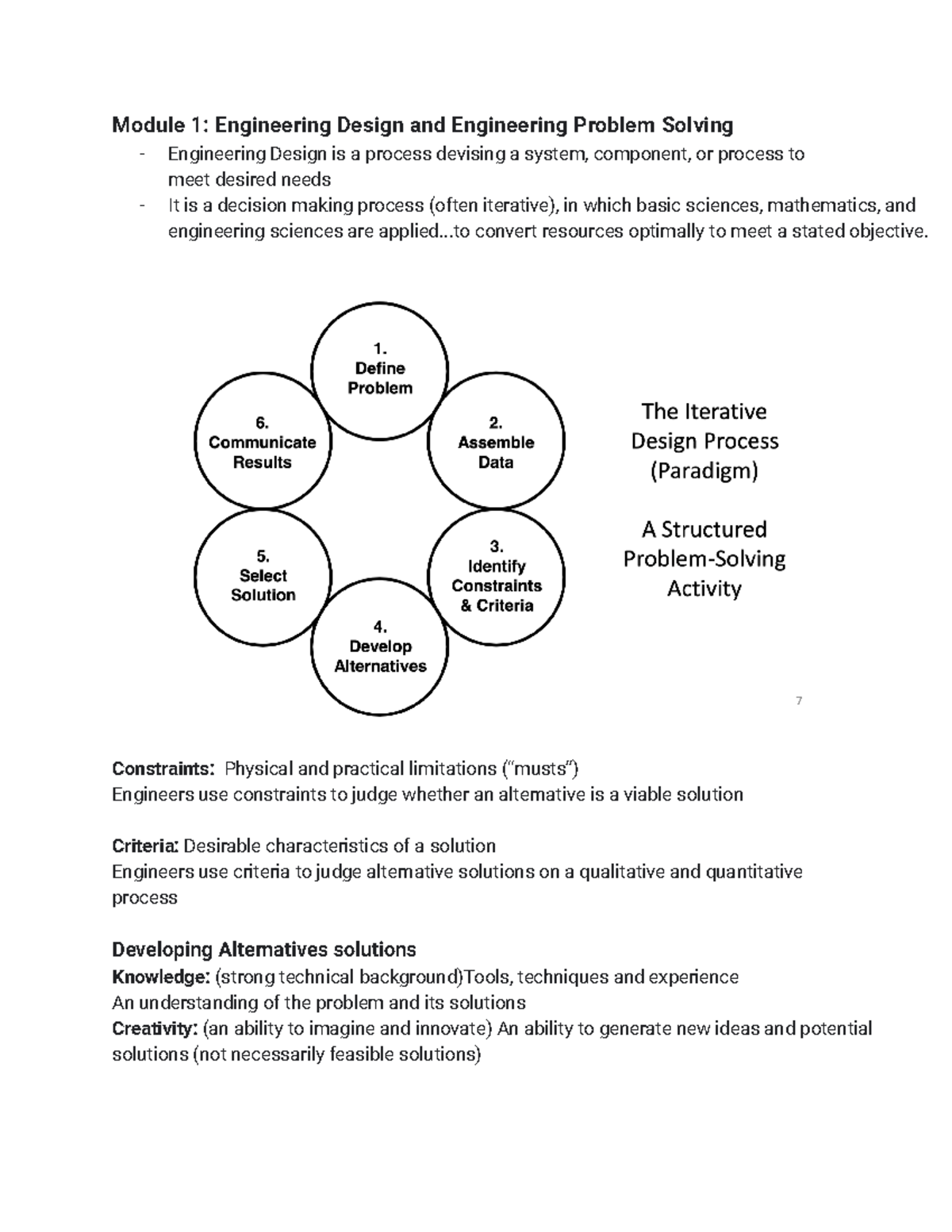 Module 1 - Lecture Notes On The Importance Of Engineering As A First ...