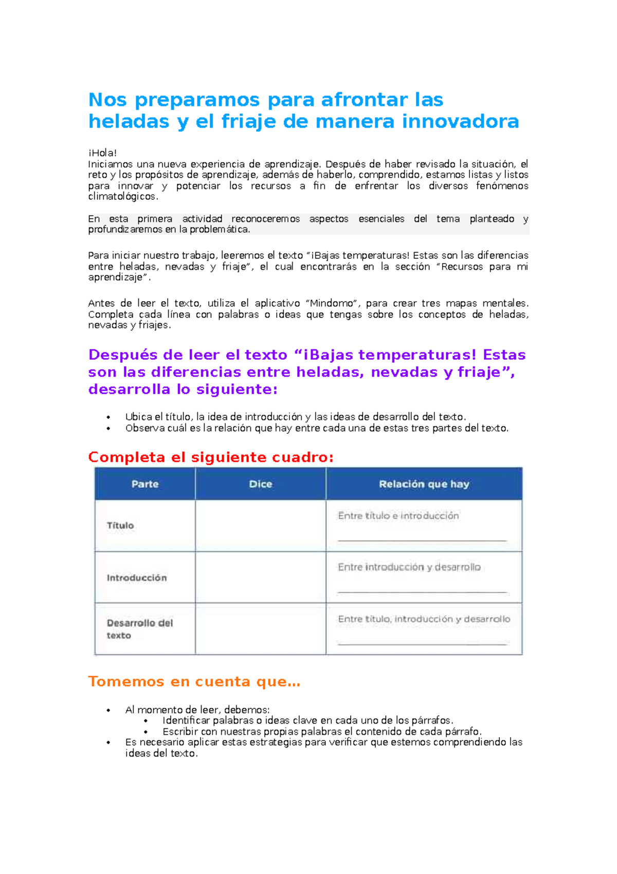 Nos preparamos para afrontar las heladas y el friaje de manera ...