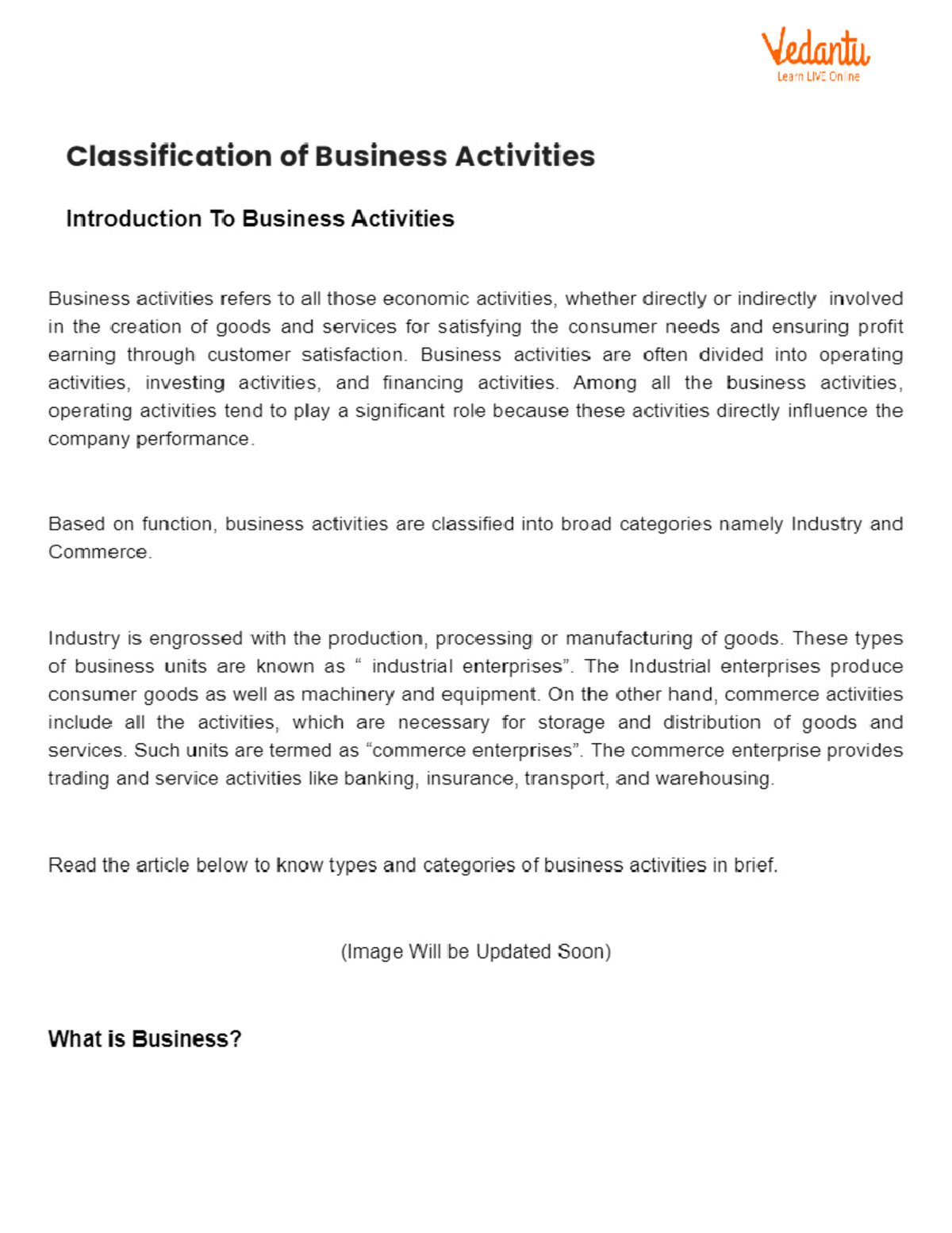 Classification of Business Activities - Business activities are often ...