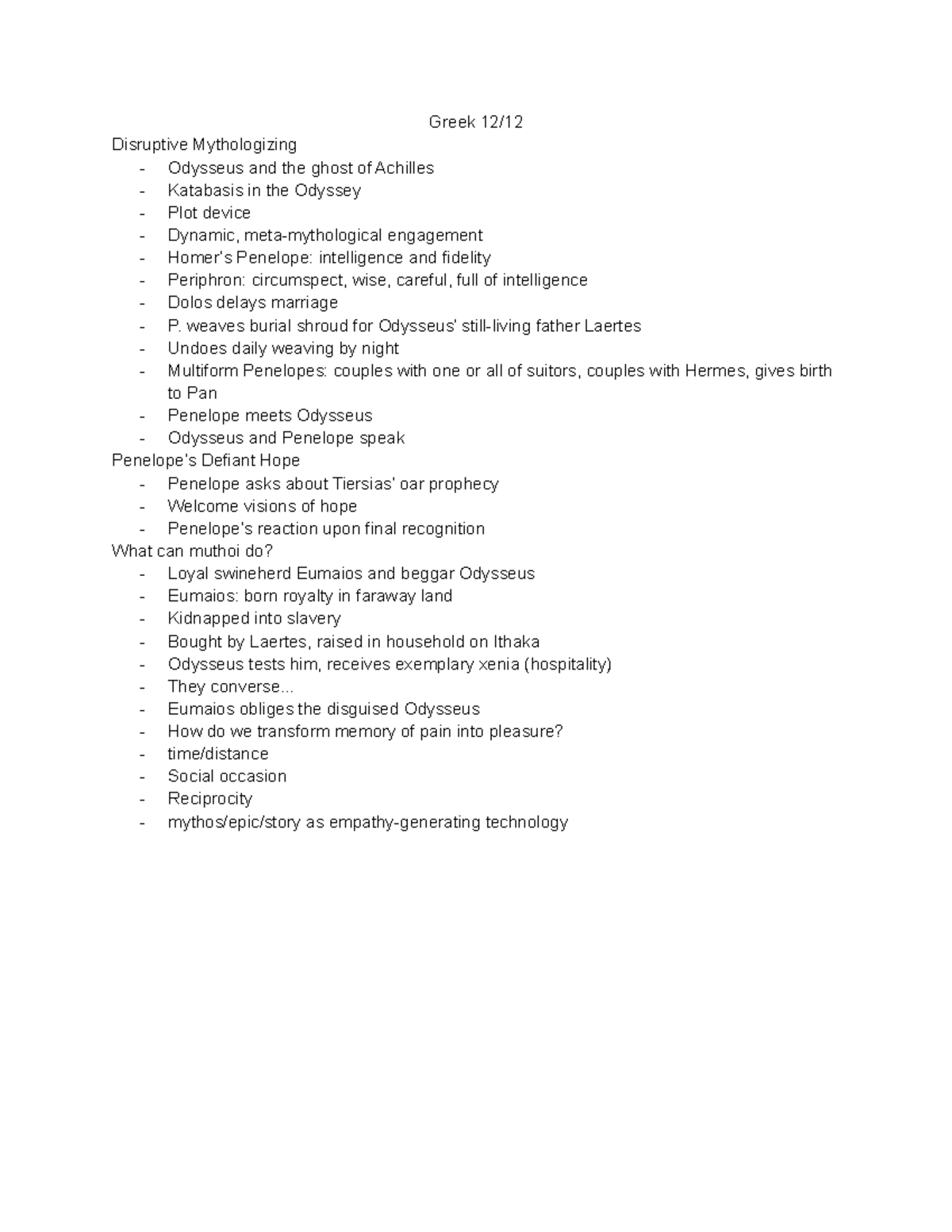 Greek 12 12 - Lecture notes for Classics 224 with Professor Wietzke ...
