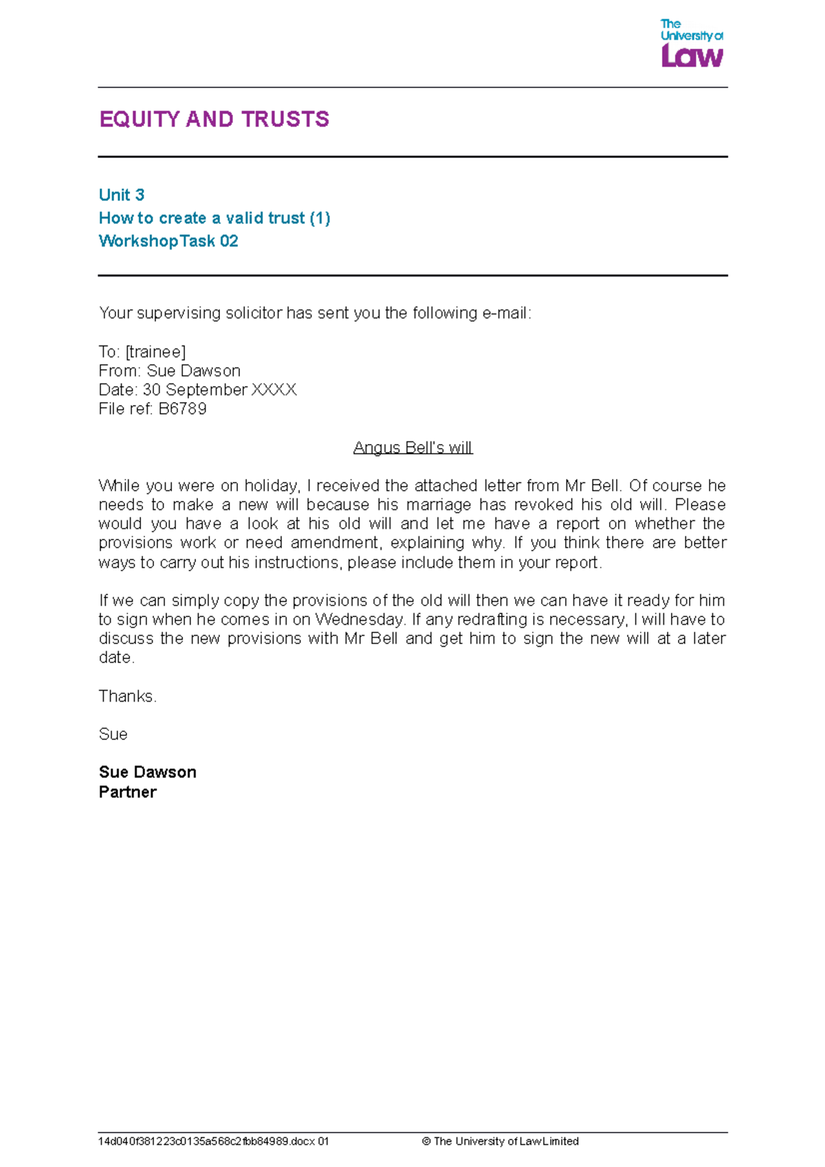 Equity and trust 3 task 2 EQUITY AND TRUSTS Unit 3 How to