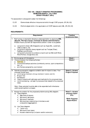 CSC186 March 2024 Project Description - CSC 186 – OBJECT ORIENTED ...