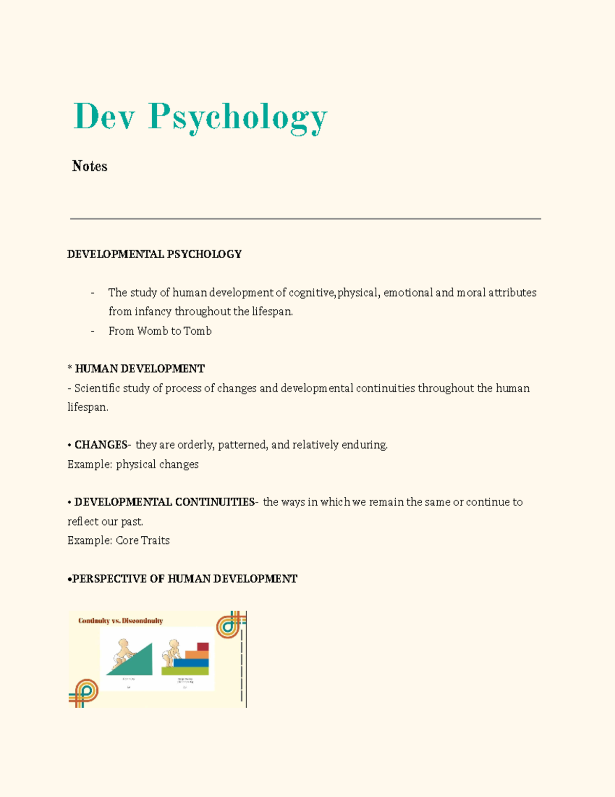 Class notes - Dev Psychology Notes DEVELOPMENTAL PSYCHOLOGY The study ...