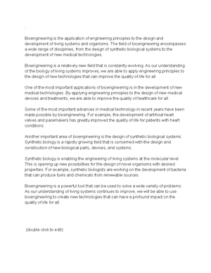 Bioengineering course outline - : A therapeutic device is a piece of ...