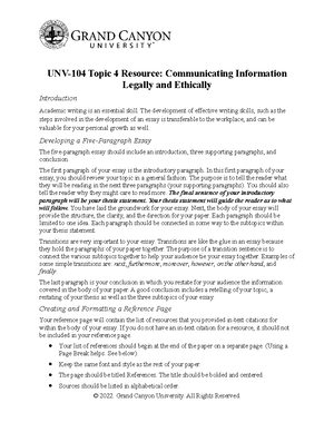 UNV 104 RS T5 First Draft Self Evaluationand Reflection - Name: Shyanna ...