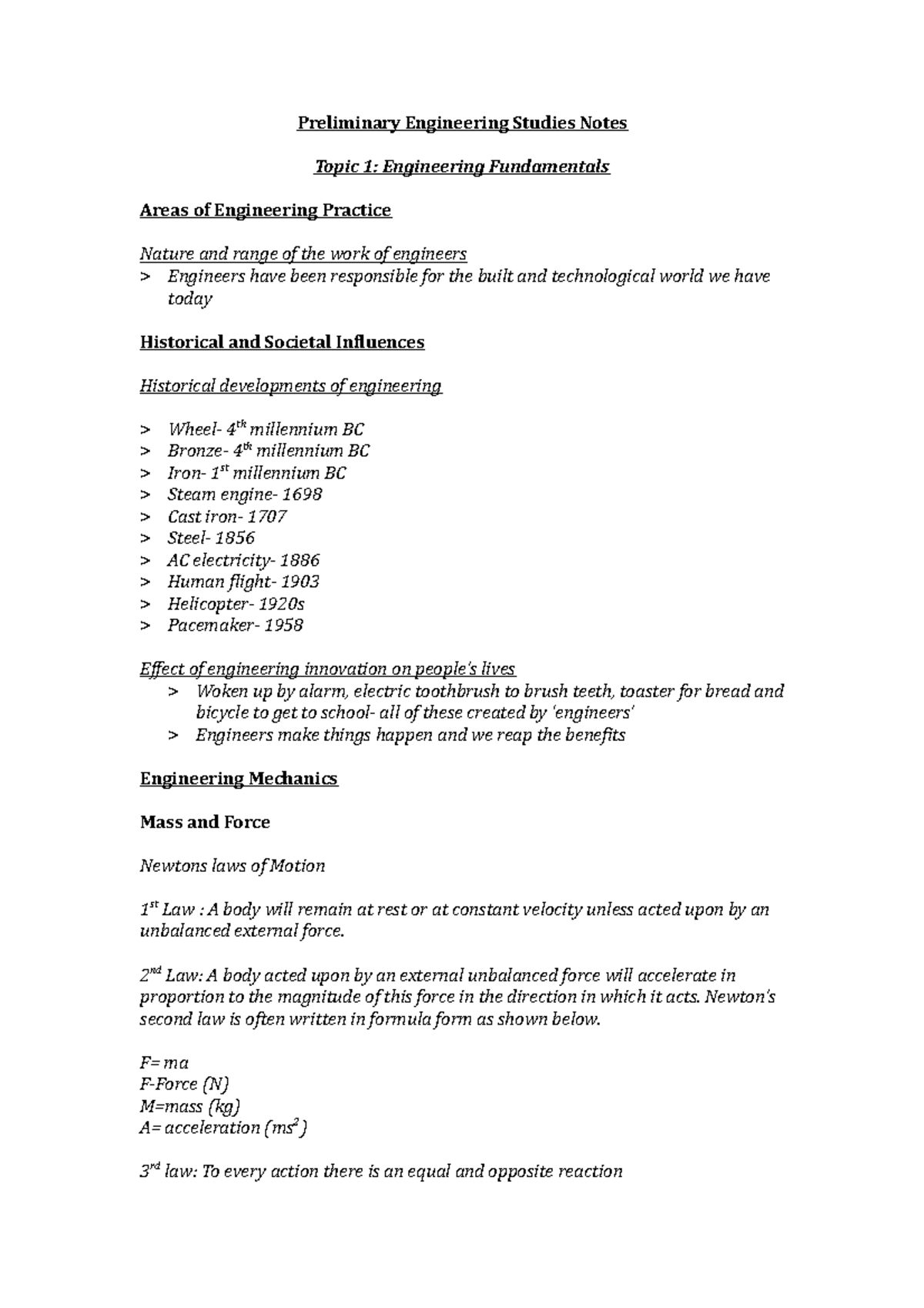 All Syllabus Point Notes (Jayden Turk) - Preliminary Engineering ...