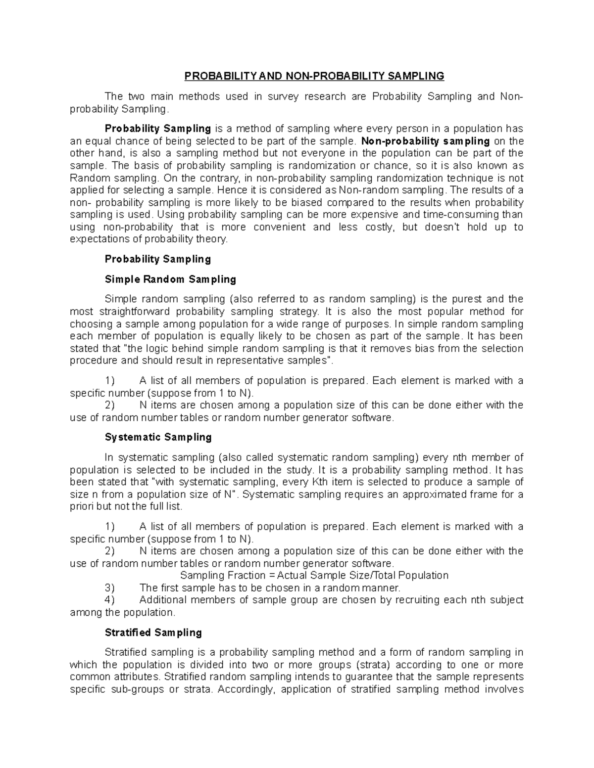 Probability And Non Probability Sampling Probability And Non Probability And Non Probability Sampling Probability And Non