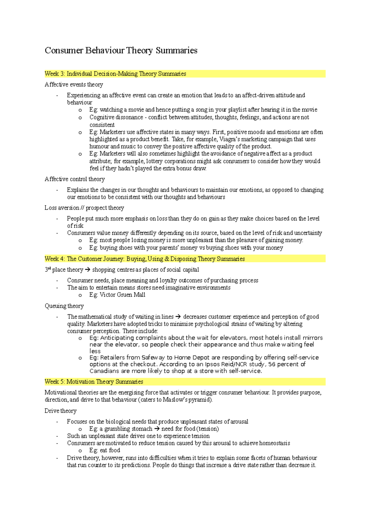 Consumer behaviour theory summaries first positive moods and