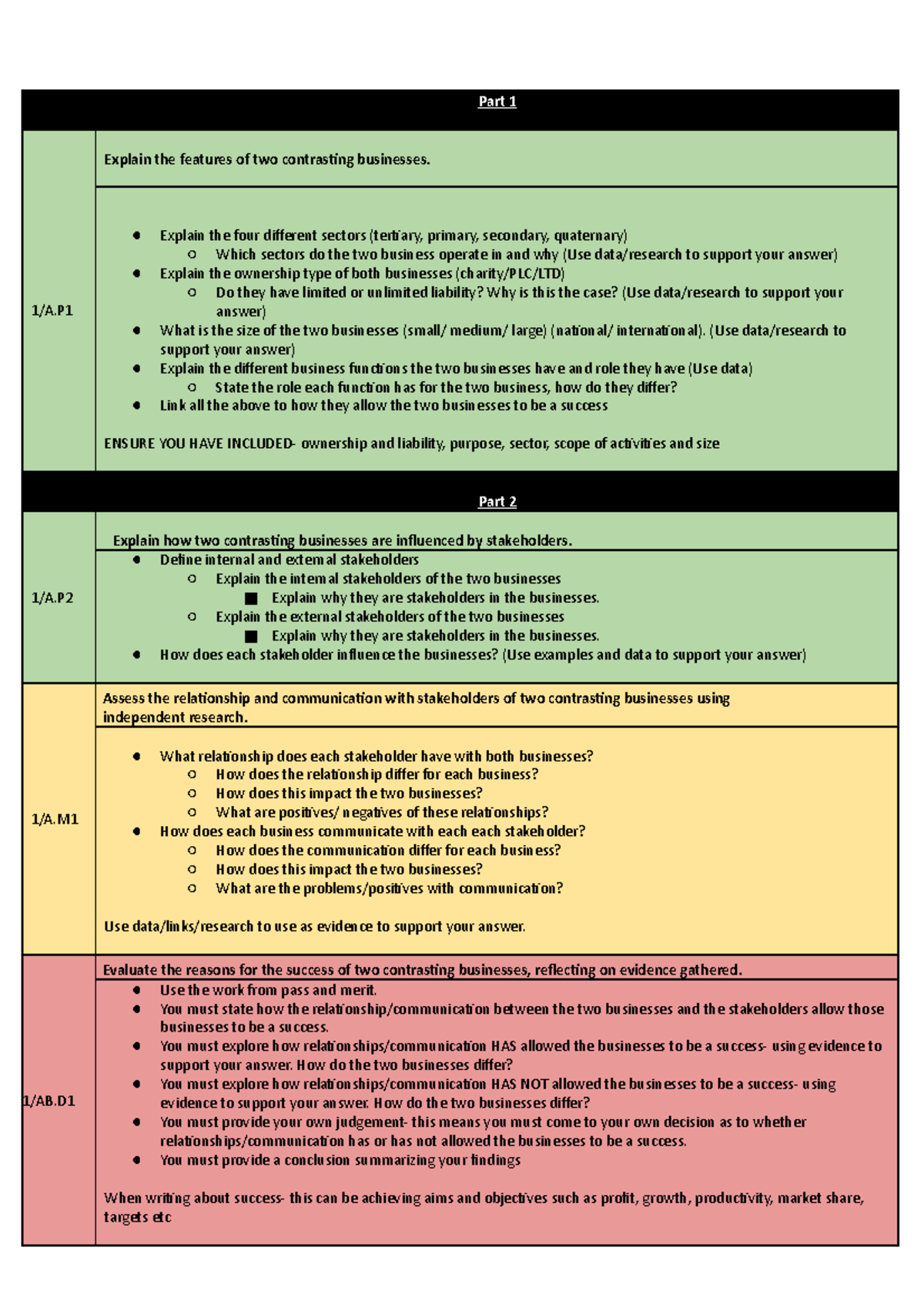 homework tick sheet