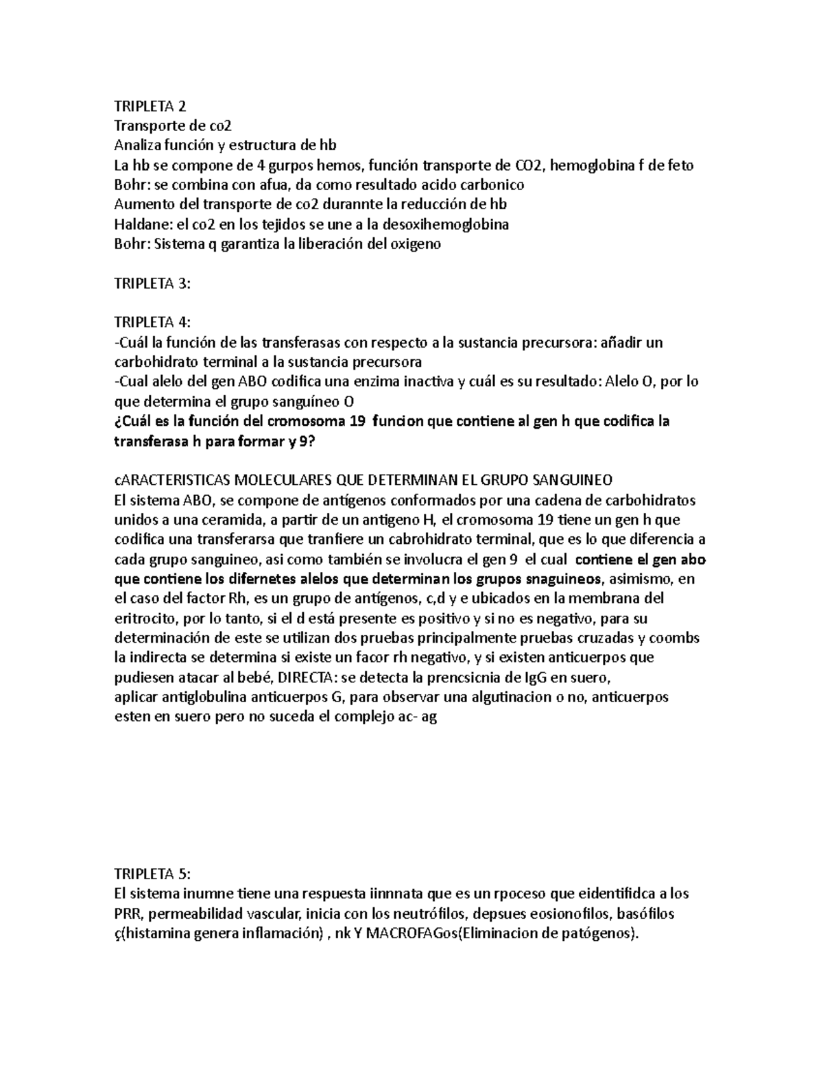 Seminario fisio - apuntes - TRIPLETA 2 Transporte de co Analiza función ...