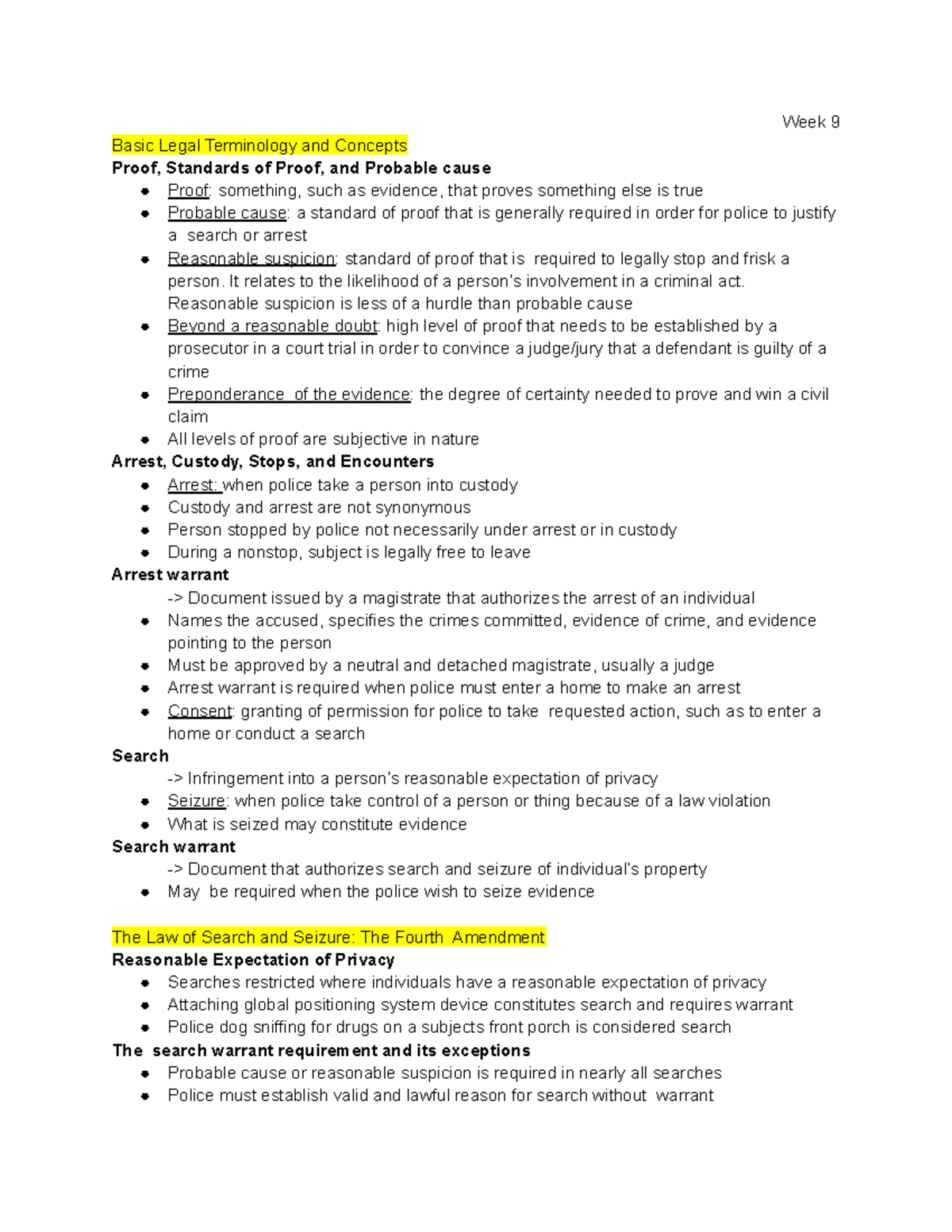 Law of Search, Seizure, and Self-incrimination - Week 9 Basic Legal ...