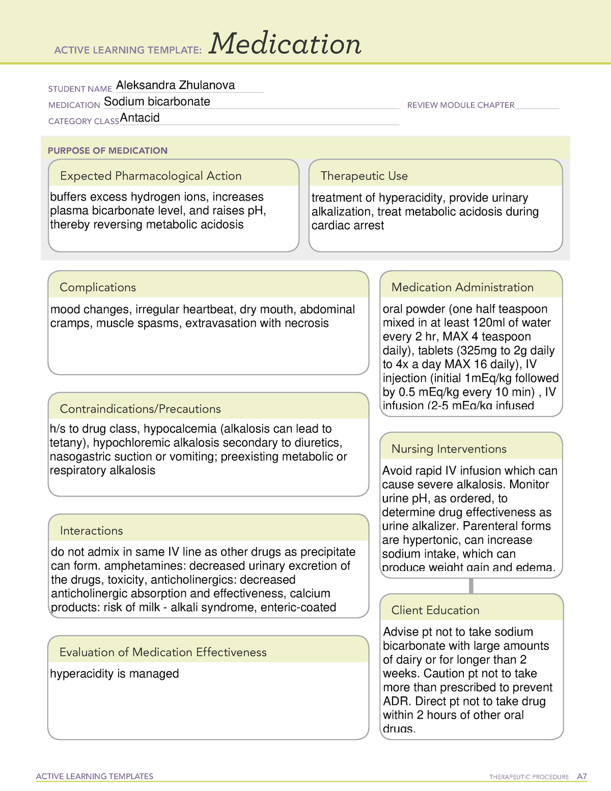 Sodium bicarbonate1 Drug template ACTIVE LEARNING TEMPLATES