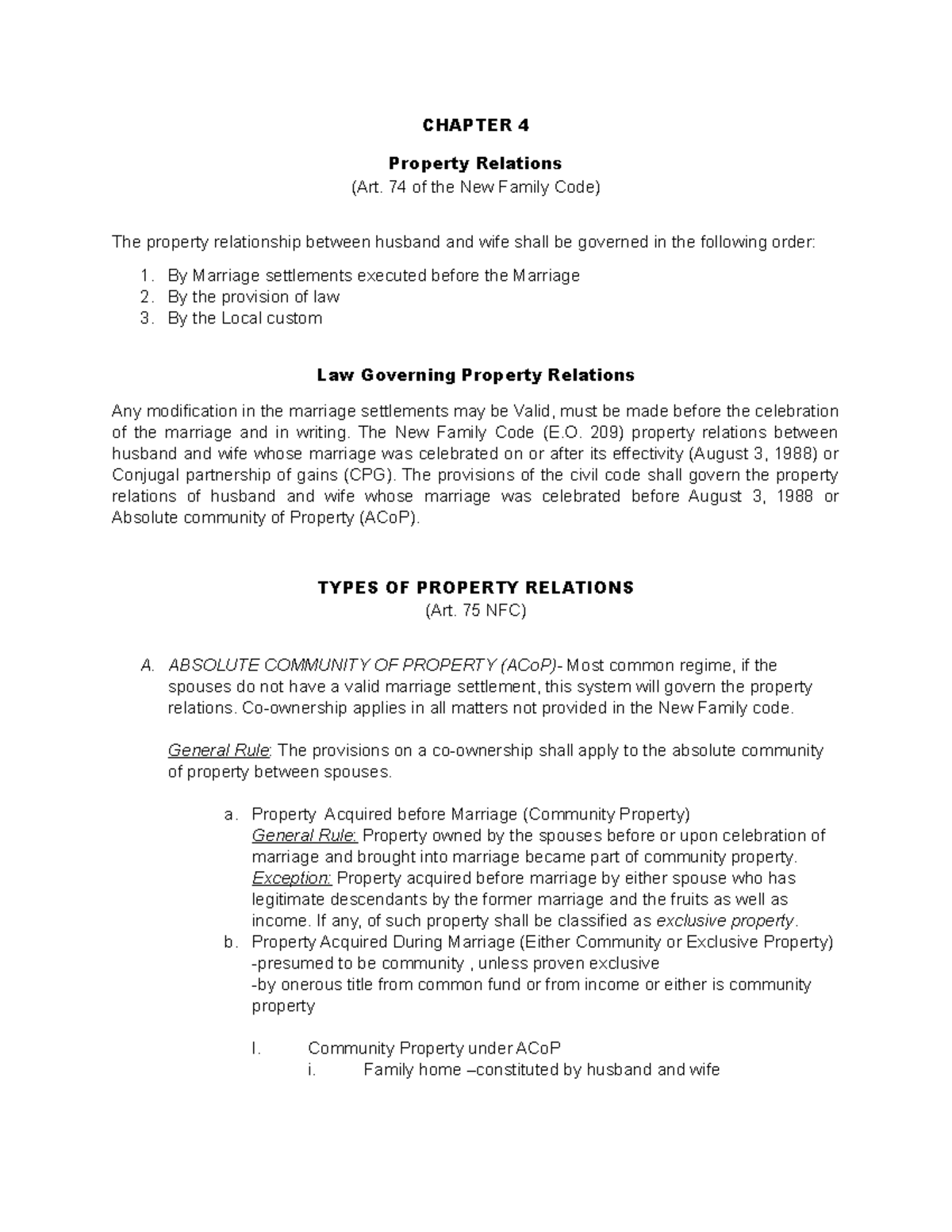 Chapter 4- Property Relations-expand lectires notes - Accountancy - Studocu