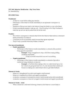 PSY 340 Behavior Modification - May Term Notes 2 - PSY 340: Behavior ...