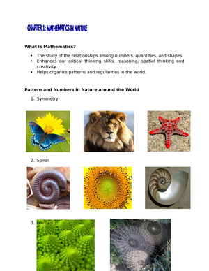 Activity 1 Nature of Mathematics - What is Mathematics?  The study of the  relationships among - Studocu