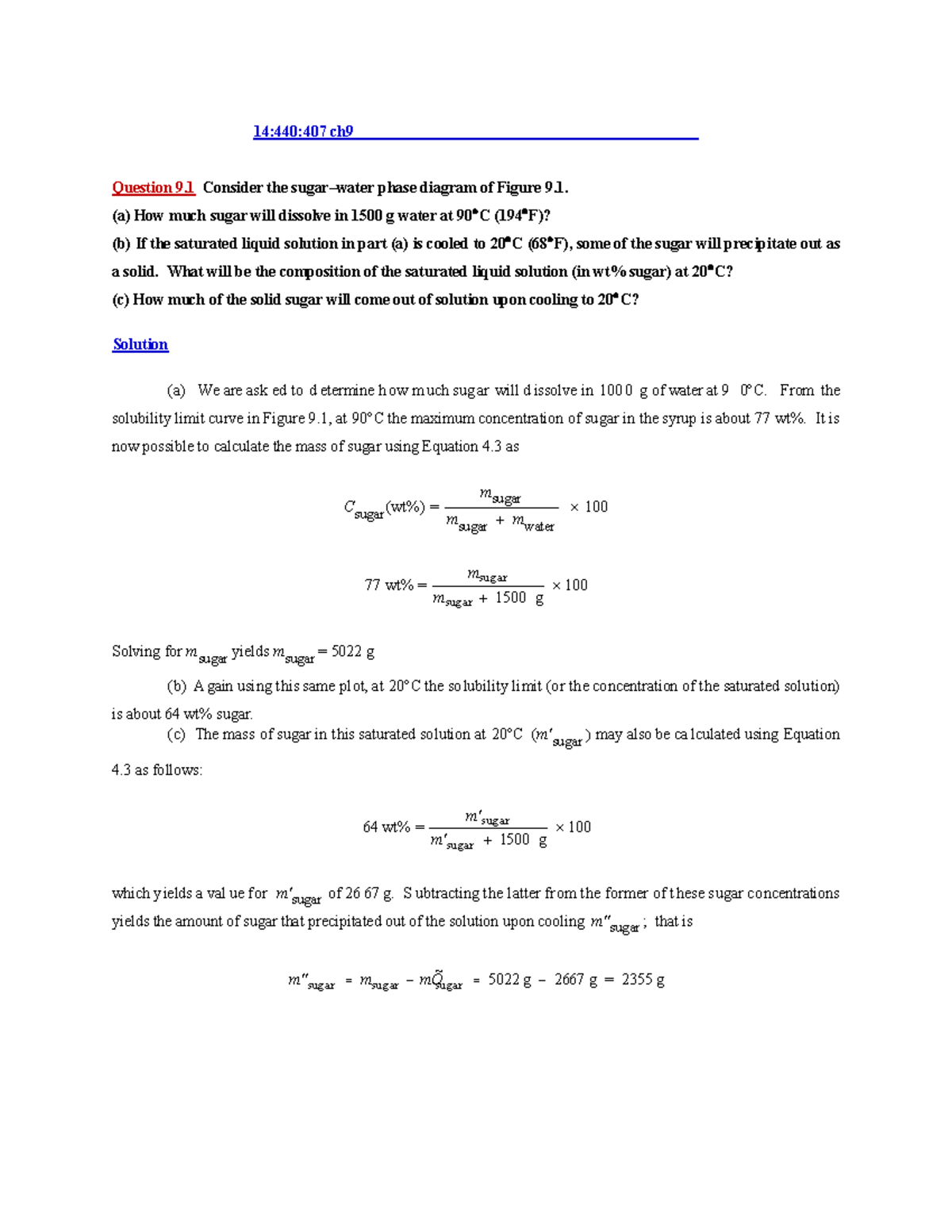 Phase diagram questions - 14:440:407 ch Question 9 Consider the sugar ...