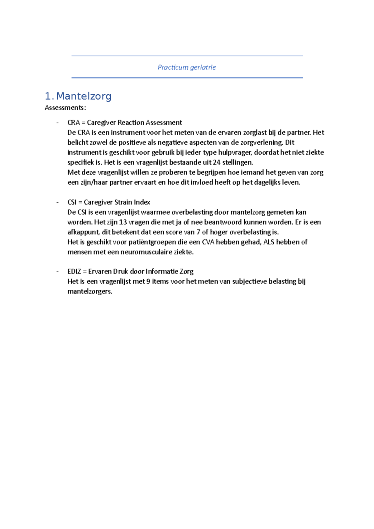 Caregiver Reaction Assessment Cra – EQYH