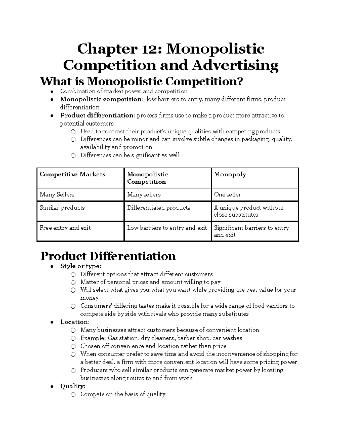 Chapter 12 Monopolistic Competition And Advertising - C Claims Are ...