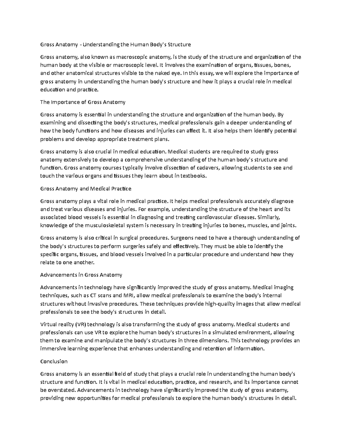 Understanding the Human Body