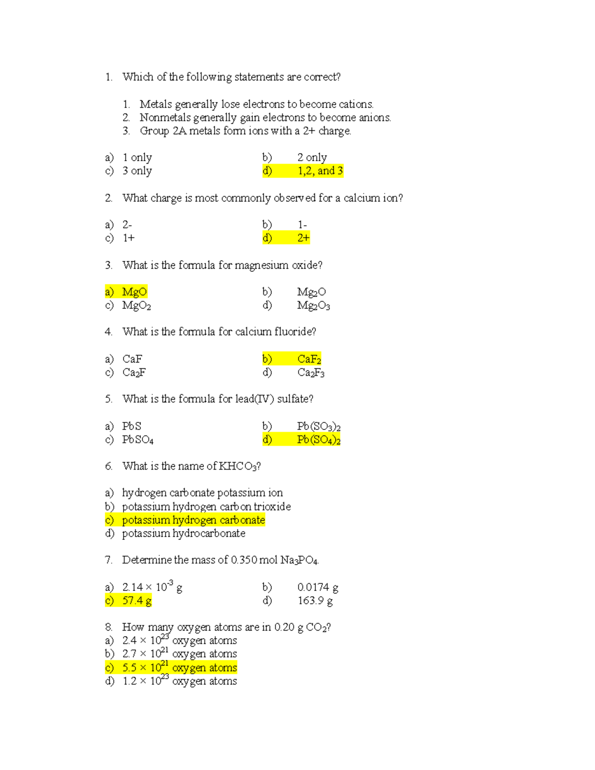 GC I Review (KEY) - study question practice - Which of the following ...