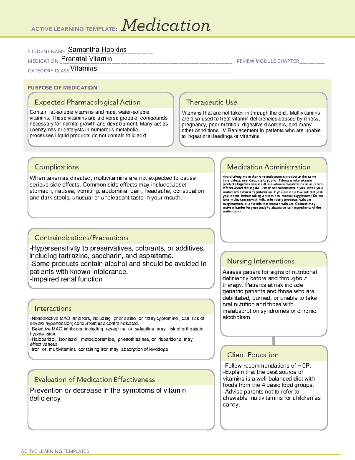 Ati Medication Template Acetaminophen