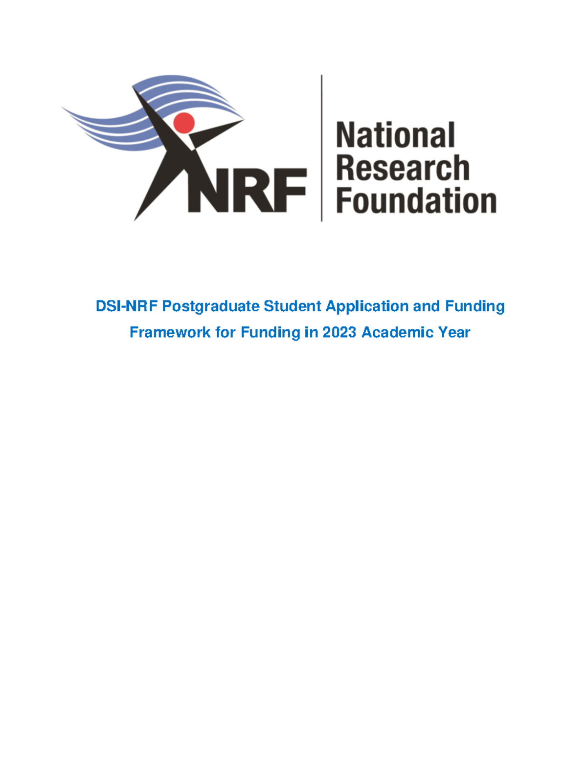 DSI NRF Postgraduate Scholarship Framework for 2023 Funding 26 April ...