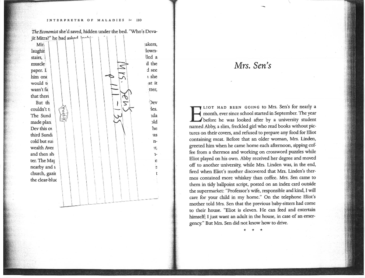 Mrs Sens (jhumpa lahiri) - Studocu