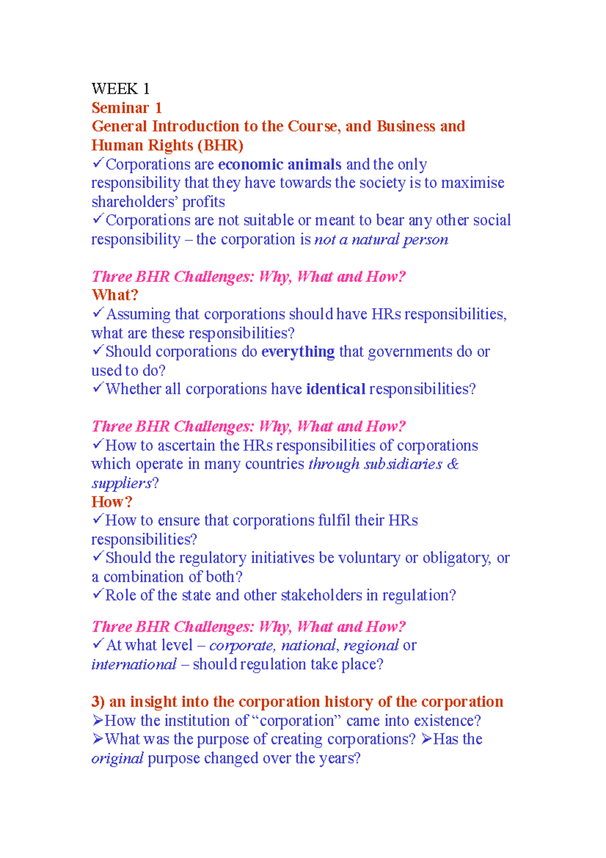 WEEK 1 - Lecture notes week 1 - WEEK 1 Seminar 1 General Introduction ...