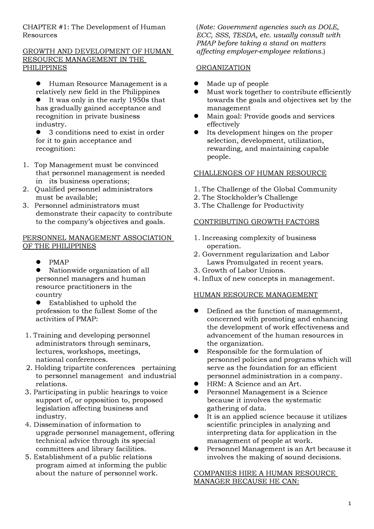 HRM Lesson - Chapter 1 - 4 - CHAPTER #1: The Development of Human ...