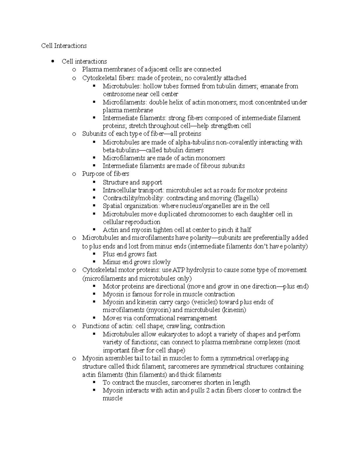 Cell Interactions - Lecture notes 5 - Cell Interactions Cell ...