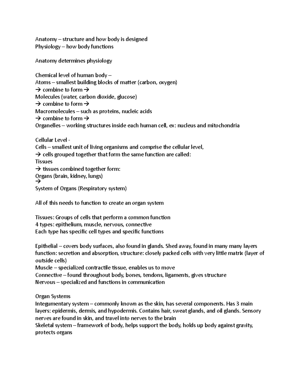 Anatomymodule 1 - module 1 notes - Anatomy – structure and how body is ...