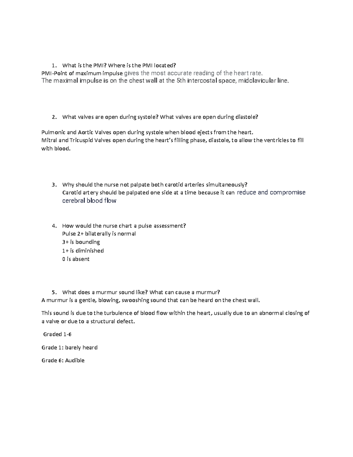 Clinical Reasoning Cardiac and PV - What is the PMI? Where is the PMI ...