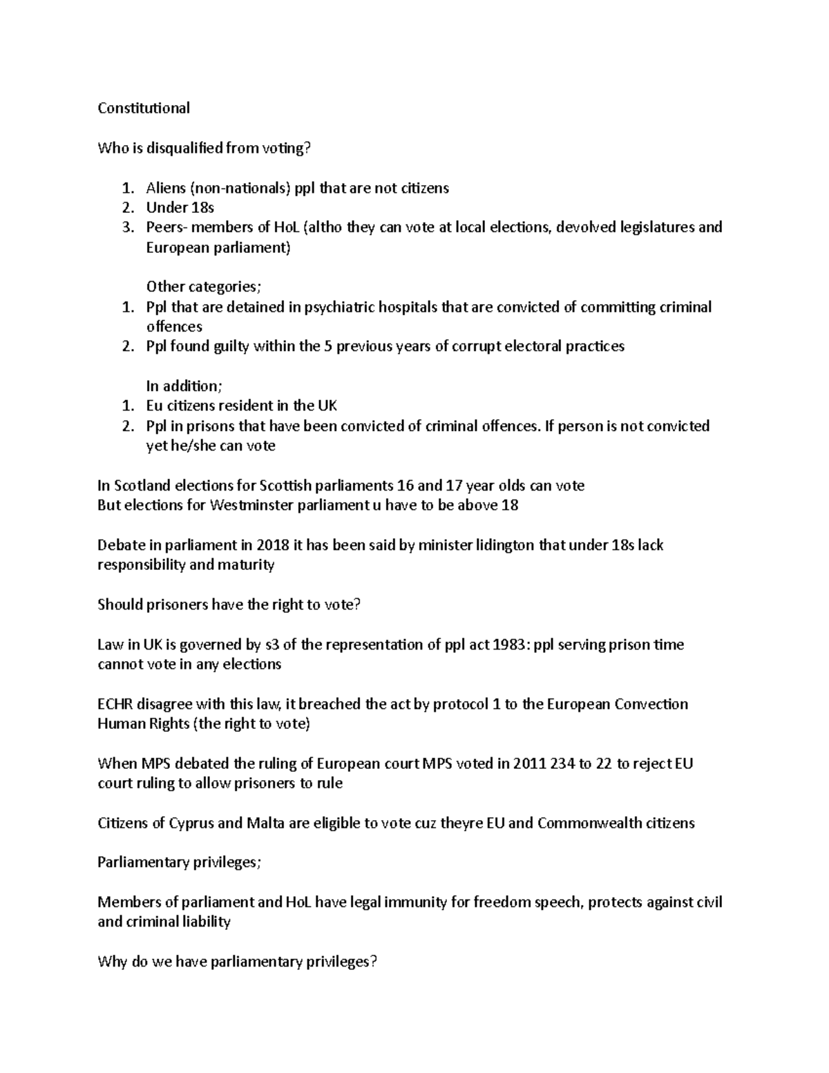 Constitutional - lecture notes - Constitutional Who is disqualified ...