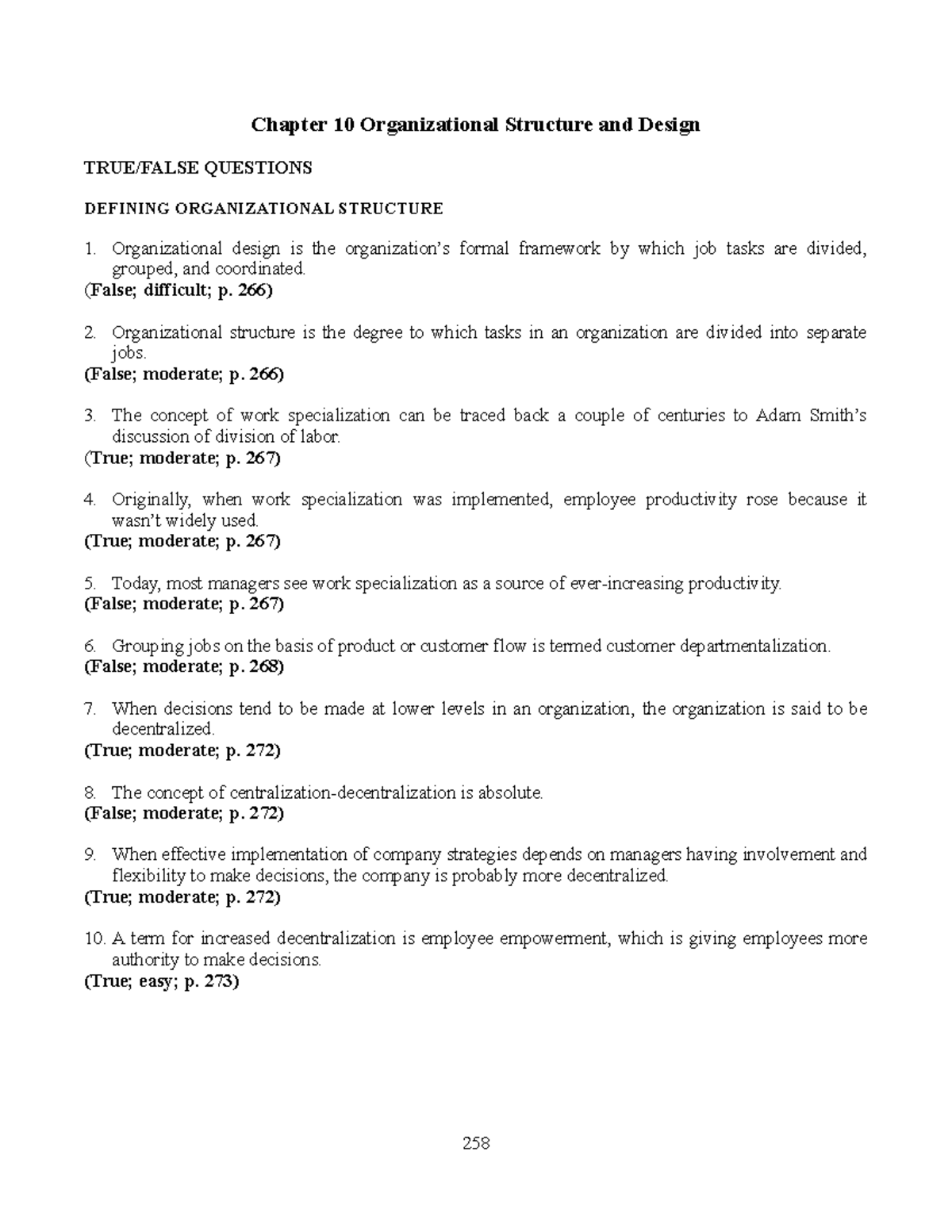 Chapter 10 search - corse - Chapter 10 Organizational Structure and ...