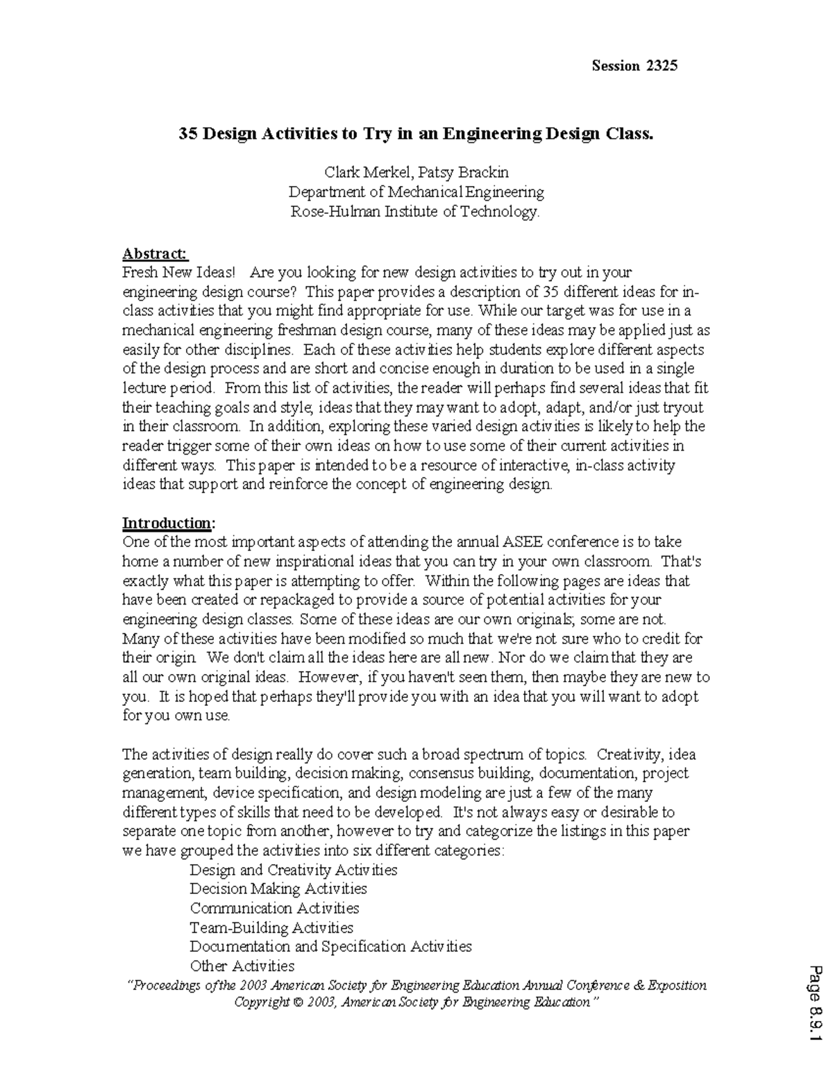 35 design activities to try in an engineering design class - Session ...