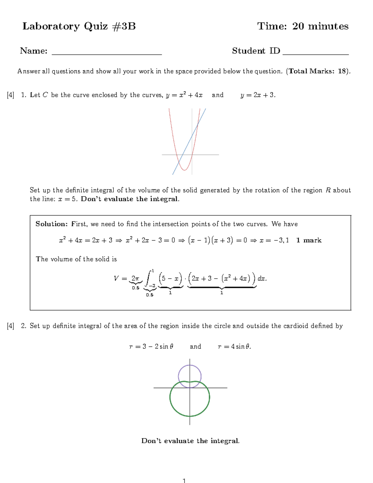 Quiz-3B -key - past quiz math1700 - Laboratory Quiz #3B Time: 20 ...